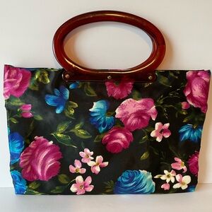 Vintage Floral Fold Over Snap Tote Bag by Lady's Pride